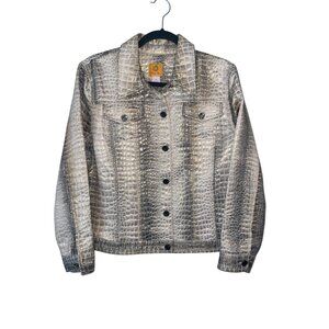 Ruby Rd. metallic gold Snake Print Button Down Lightweight Jacket i Size 14